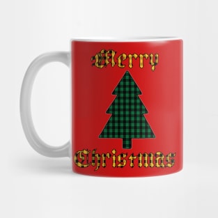 Green & Gold Merry Christmas Plaid Mug